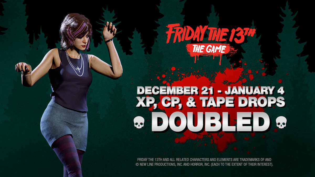 Friday13thGame's tweet photo. Naughty, Nice, doesn't really matter to Jason. We're doing a Double on XP, CP, AND Tapes for a full 2 weeks (starting NOW). https://t.co/yhJkPZMGjS