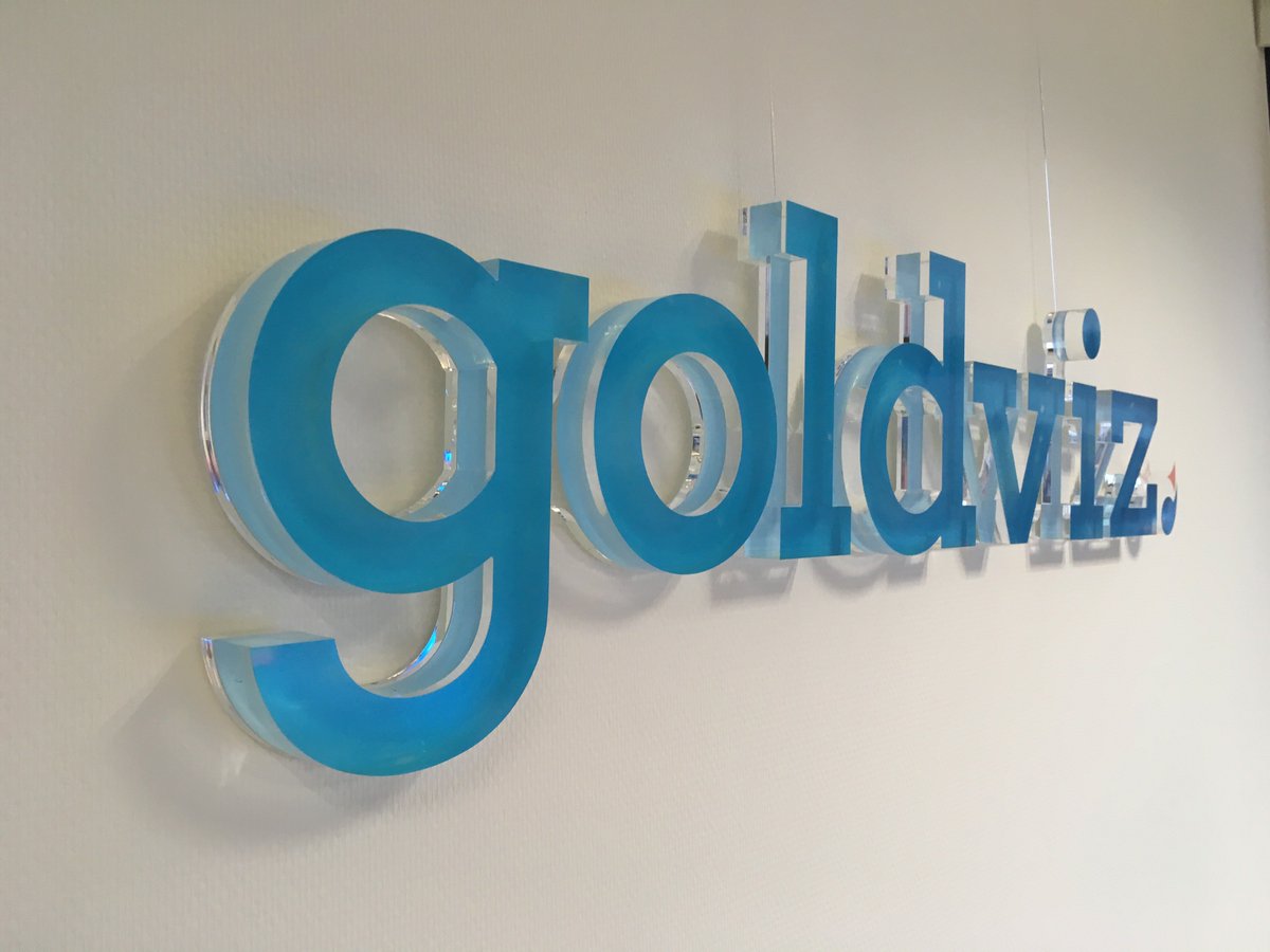 Goldviz's tweet photo. Vandaag ons #logo van @Goldviz aan de muur gehangen. Enorm #trots op het eindresultaat. Ook heel blij met de nieuwe kleuren. Hier gaan jullie in #2019 meer van zien.

Hierbij gelijk een hele #fijnefeestdagen toegewenst!!!

#virtualreality #signs #training https://t.co/1e0oGOi2E1