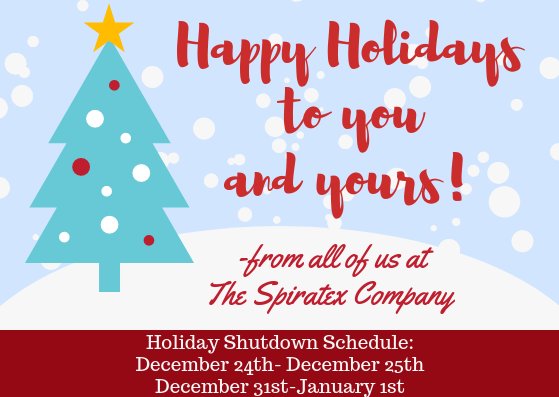 SpiratexCo's tweet photo. Happy Holidays from all of us at The Spiratex Company! https://t.co/XQHwtb5s3X