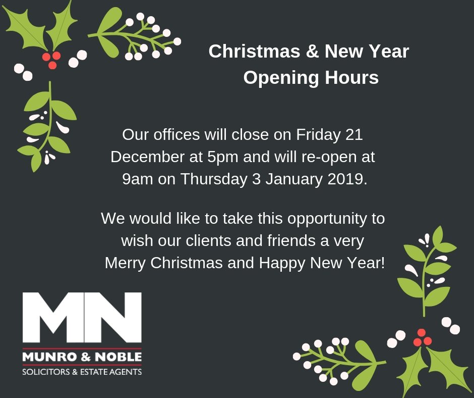 The team at Munro &amp; Noble would like to wish all our clients and friends a very Merry Christmas and a Happy New Year!