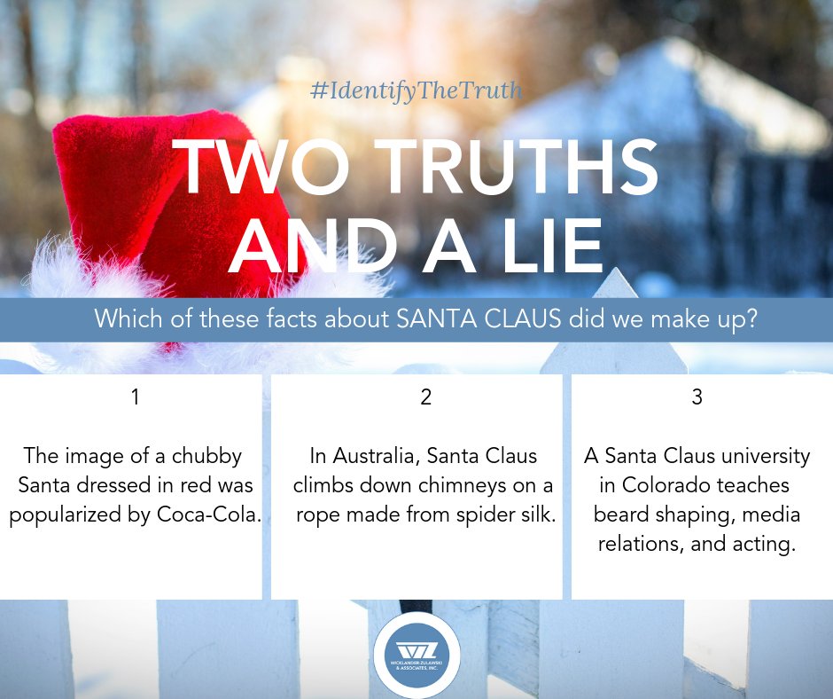 WZ_Training's tweet photo. Ho Ho Ho from WZ! Wishing you a very merry Christmas season. Can you #IdentifyTheTruth about Santa Claus? https://t.co/K1opSHsJQh