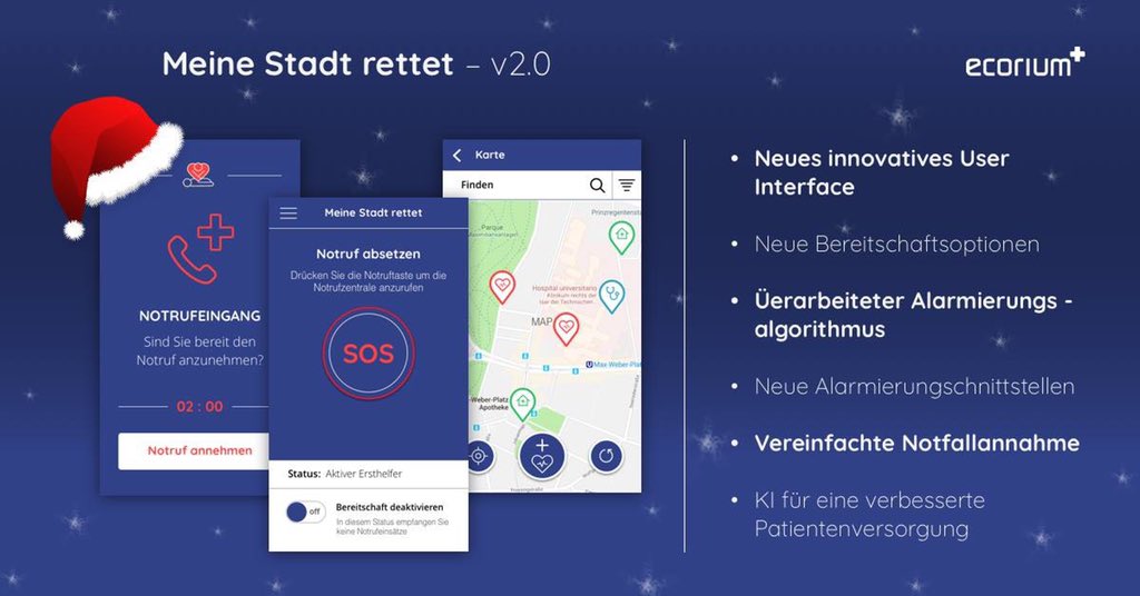 MSrettet's tweet image. Wir wünschen all unseren fleißigen App-#Ersthelfern und Followern bereits jetzt eine fröhliche Weihnachtszeit! Unsere „Bescherung“ 🎁 muss leider noch etwas warten, aber die rundum verbesserte Version 2.0 unserer #App kommt bald - versprochen!