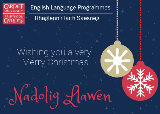 On behalf of the English Language Programmes we'd like to wish everyone a Merry Christmas and a Happy New Year! Our offices will be closed from today until Wednesday 2nd January 2019. Have a great one x #Christmas #HolidaysAreComing  #CUin2019