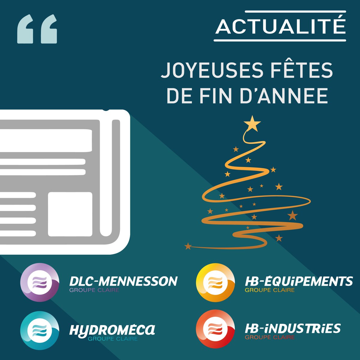 Hydromeca's tweet photo. Hydroméca et ses équipes vous souhaitent d'excellentes fêtes de fin  d'année ! L'entreprise reste ouverte la semaine prochaine. https://t.co/w6qKzE4od6