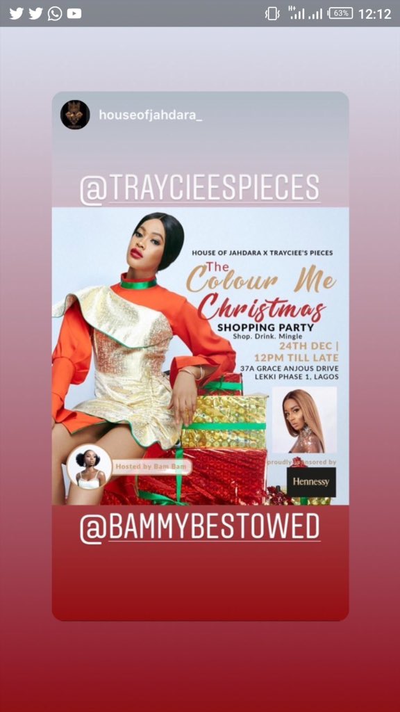 Nawti_kaff's tweet photo. A host that does the mostest , join BAM πΈπ»πΈπ» at the House of Jahdara X Trayciee's Pieces Christmas party come the 24th December
#bbnaija #bamfeeva https://t.co/c1nldWap1g