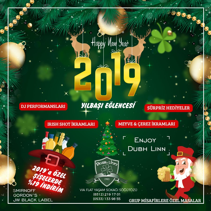 viaflatdubhlinn's tweet photo. 🎄🎊🎉 Enjoy Christmas at Dubh Linn🍀⛄️
Rezervasyon : (0312) 219 17 01 #ankara #dubhlinn #viaflat #irishpub #pub #eğlence #müzik #armada  #yeniyıl #yılbaşı #happynewyear https://t.co/KmQeAO2ndC