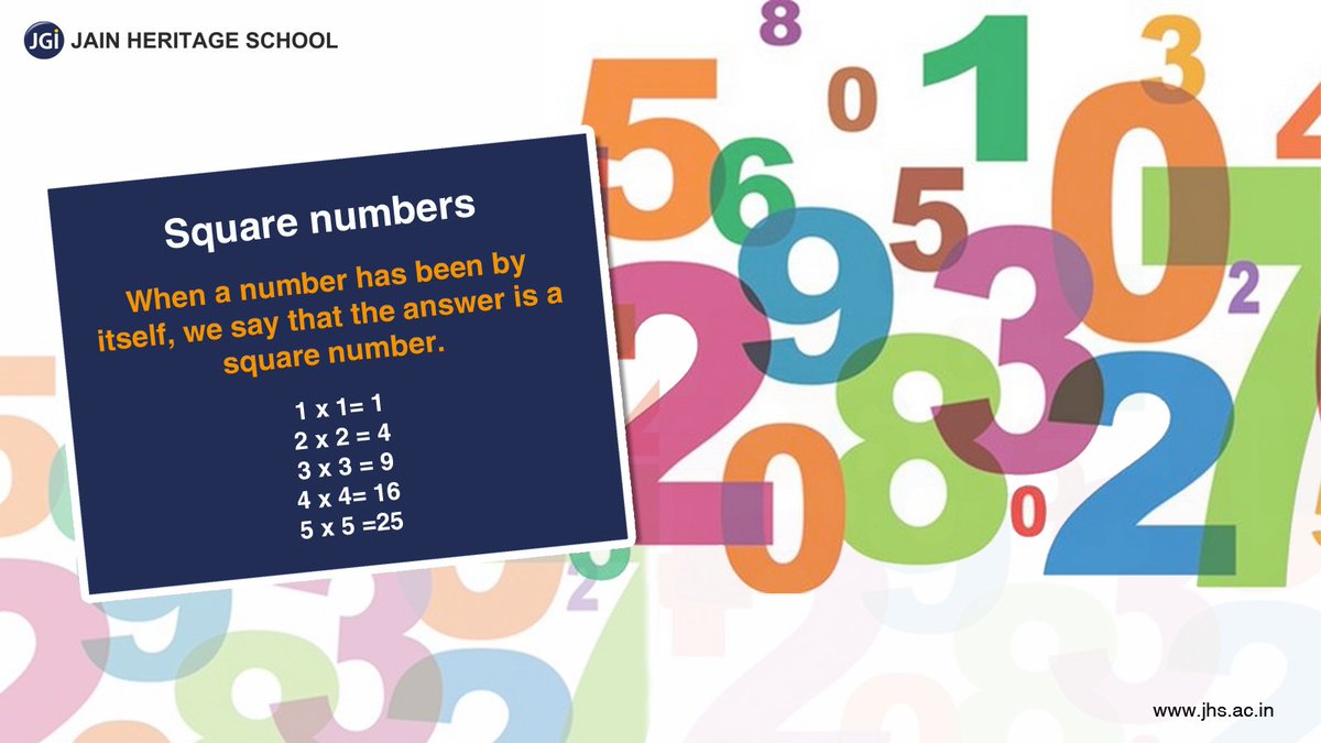 JHSBangalore's tweet image. #SmartMaths #MathsWeek
In mathematics, a square number or perfect square is an integer that is the square of an integer, in other words, it is the product of some integer with itself. 

#BuildTheChild #ActivitiesAtJHS #JHSEducation #TrendingEducation