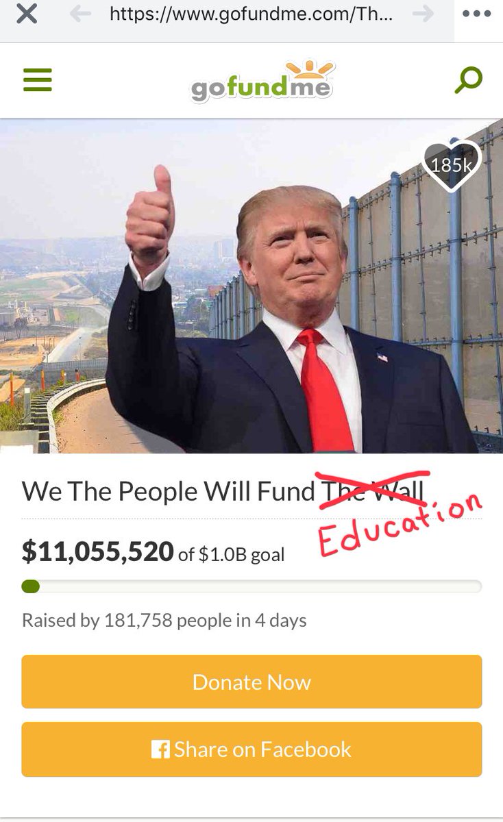 oamyamyo's tweet photo. Here I fixed it for you. 
#trump #wall #WeThePeopleWillFundTheWall #Drumpf #idiot #gofundsomethingworthy
#GoFundHealthcare #gofundeducation
#gofundart
#gofundscience
#gofundveterans
#gofundhunger https://t.co/uGSYDEtOrw