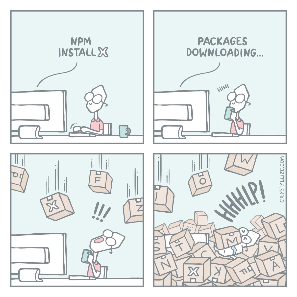 CrystallizeAPI's tweet image. Christmas Spirit🎉📦
crystallize.com/comics/christm…

#react #npm #npmjs #javascript #comics #cartoon
