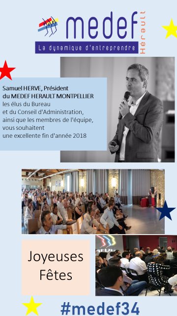 Medef34's tweet photo. #noel2018 #medef34 @medef @Medef34 @MedefOccitanie @HERVESamuel @sophie_garcia31 @GeoffroyRDB @patrick01martin @f_lesache @J_LucMonteil @Occitanie #montpellier @HJE34 @MLMontpellier @OBiscaye @Hubertvialatte @lalettremnews @ObjectifLR @Saurel_P @CaroleDelga @Montpellier3m https://t.co/5vyNtWzyMn