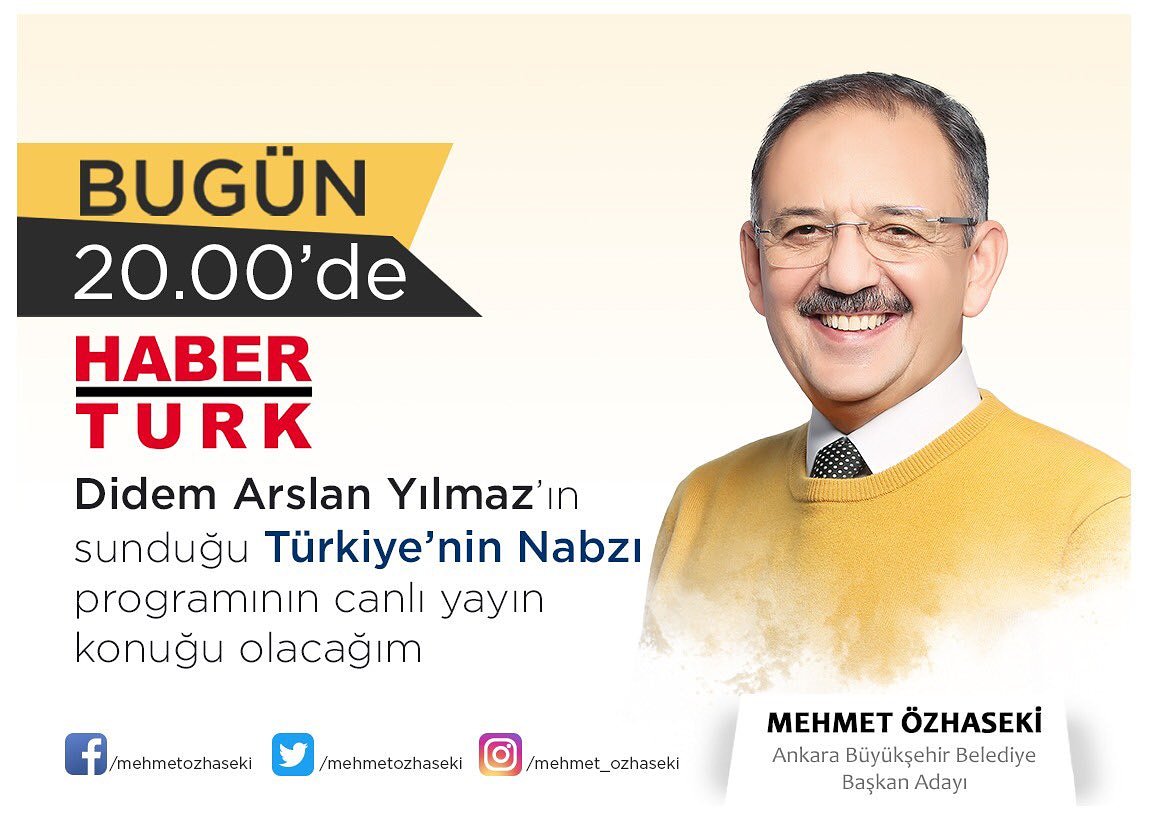 ANKARA_ABB's tweet photo. Sayin @mehmetozhaseki
Bugün saat 20.00'de @HaberturkTV’de Didem Arslan Yılmaz’ın sunduğu Türkiye’nin Nabzı programına konuk olacak
@arslandidem Mutlaka İzlenmeli... #rtLutfen https://t.co/eu5Lg741EJ