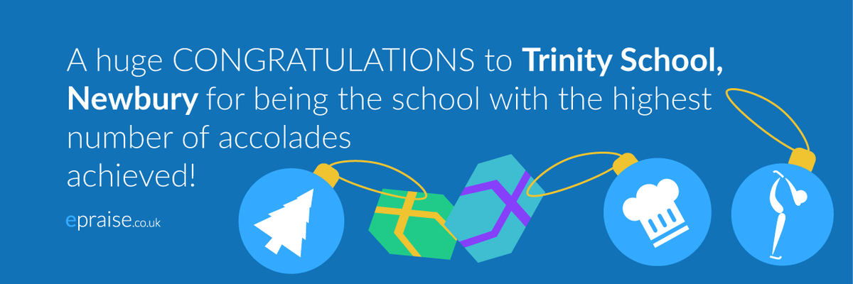 epraiseUK's tweet photo. A huge well done to the students @TrinityNewbury for being the epraise school with the most awarded accolades! You are amazing! #edchat #edtech #SLTchat #TeamEpraise #12daysofchristmas https://t.co/FzQaXrhobF