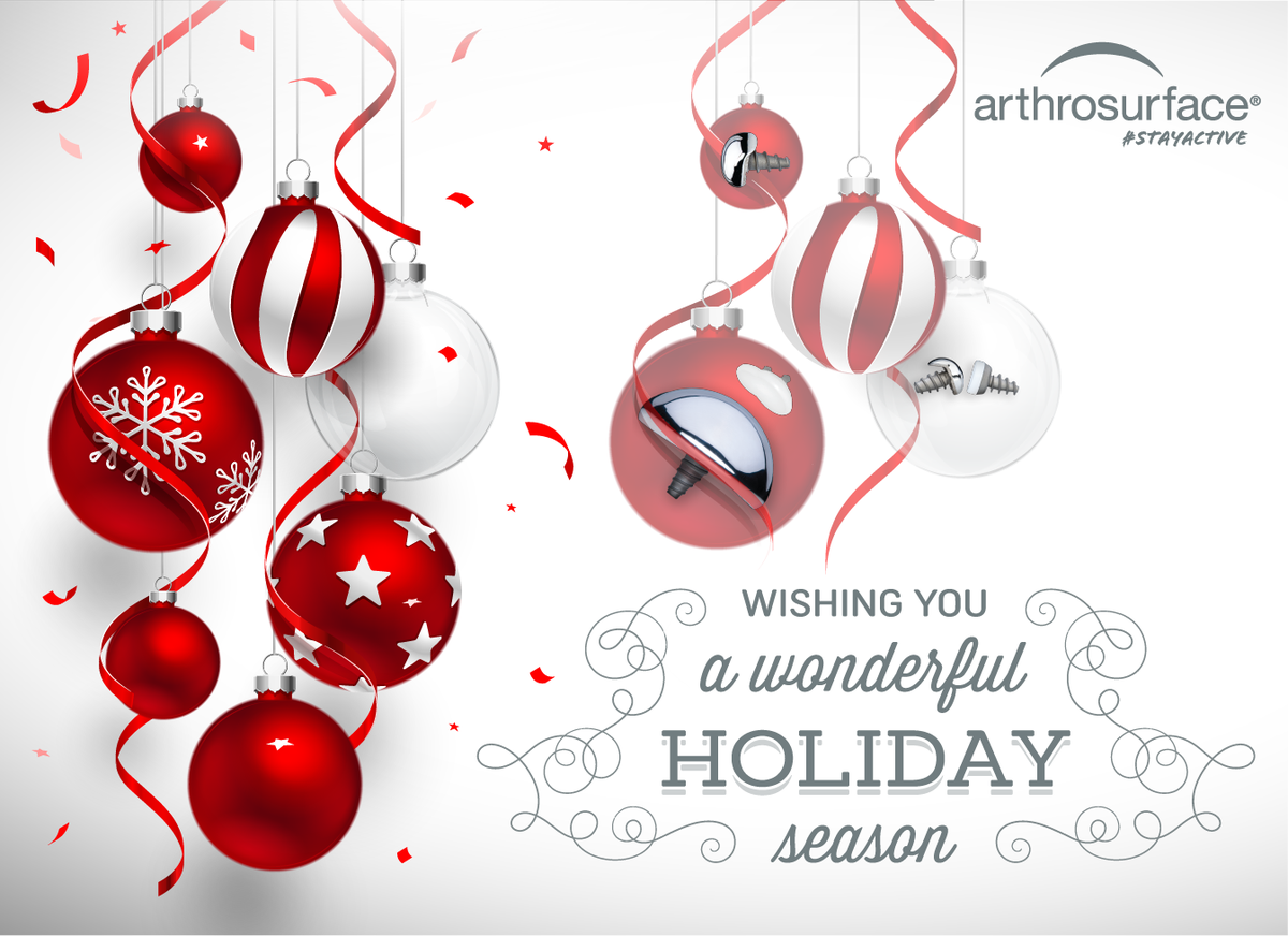 AnikaThera's tweet photo. Happy Holidays from your friends at Arthrosurface! Wishing you a healthy and fit 2019! #StayActive #HappyHolidays #ChooseMotion #JointPain #TakeYourLifeBack https://t.co/63UzEo2miD