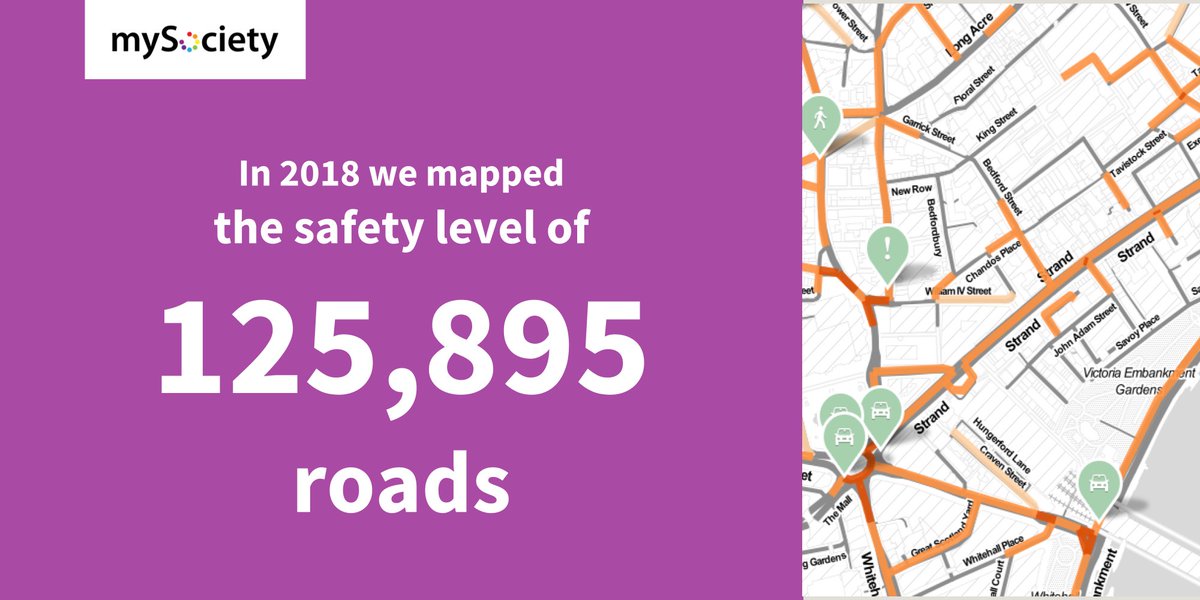 mySociety's tweet image. Now you can see how many cycling incidents and near misses have occured on roads across England, with @collideoscp. Find more facts &amp;amp; figures in the mySociety Annual Report at 2018.mysociety.org
