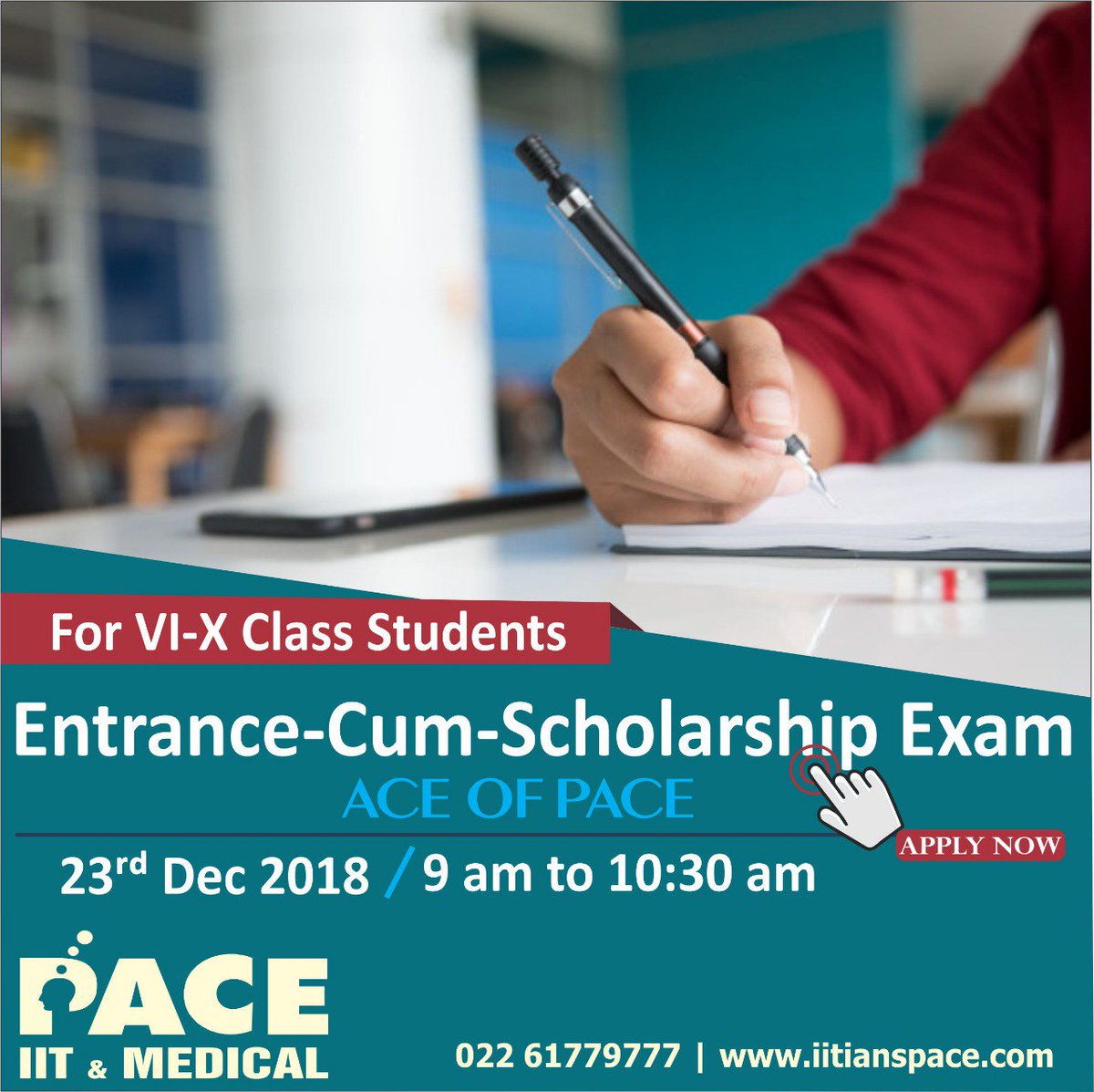IITians_PACE's tweet photo. Every accomplishment starts with the decision to try.
Appear for Scholarship-Cum-Entrance Exam on 23rd Dec'18
Click here to register https://t.co/JeJFkimdgK    

#23Dec #AOP #ScholarshipcumEntranceExam #IITianspace https://t.co/kAyirQHxbp