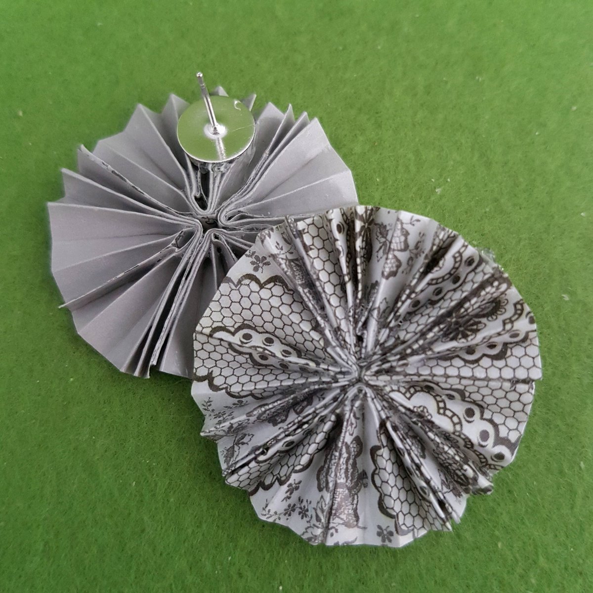 Large earrings, large round earrings, round earrings, round studs, large stud earrings, paper jewelry, origami jewellery, paper anniversary etsy.me/2FTSPb1 #Gillisflowers #MyNewTag #jewellery #eshopsuk #Origami #Etsyseller #Etsy #OrigamiEarrings