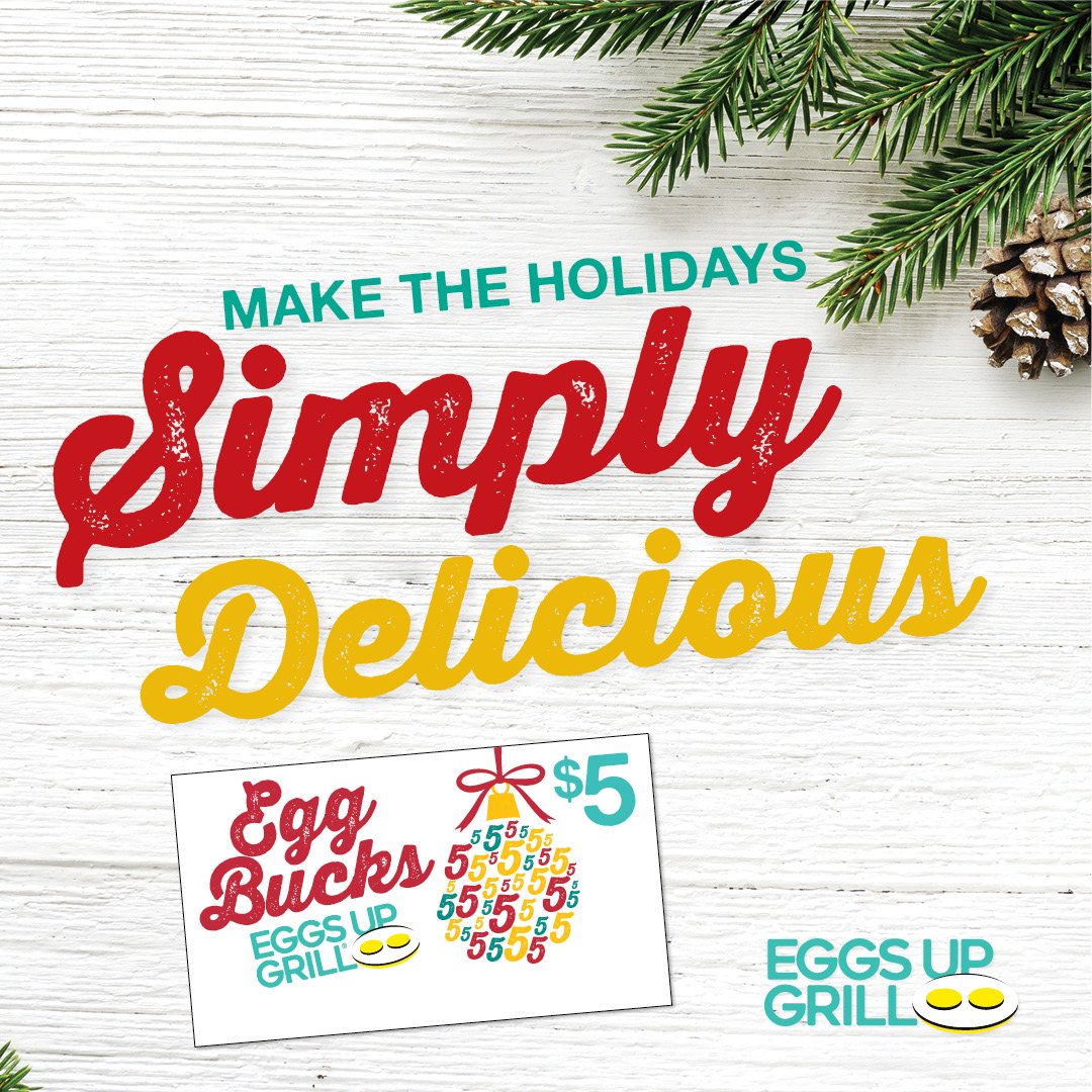 When you buy your family $25 gift cards this season, we’ll give you $5 to spend on yourself. Can’t beat that, plus, it’s much easier than wrapping scrambled eggs. 🎁