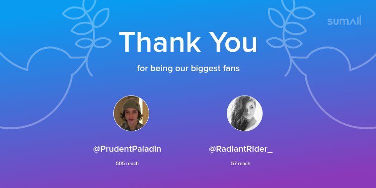 TheirMage_'s tweet image. Our biggest fans this week: @PrudentPaladin, @RadiantRider_. Thank you! via sumall.com/thankyou?utm_s…