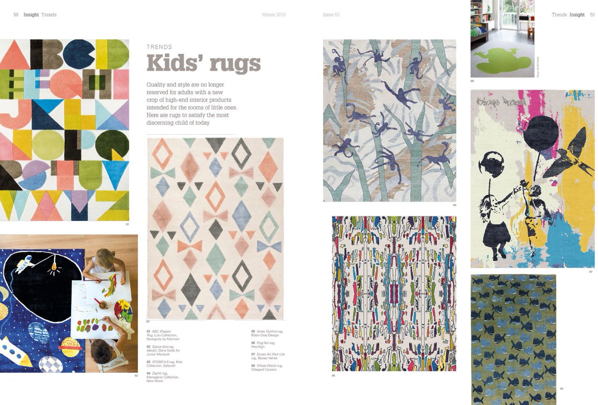 Delighted to see our beautiful 'Park Life' rug featured in the latest edition of Cover Magazine. Thank you <a href="/COVERMag2005/">COVER Magazine</a> <a href="/HALIMagazine/">Hali Publications</a> ! #rugs #kidsrugs #luxuryrugs