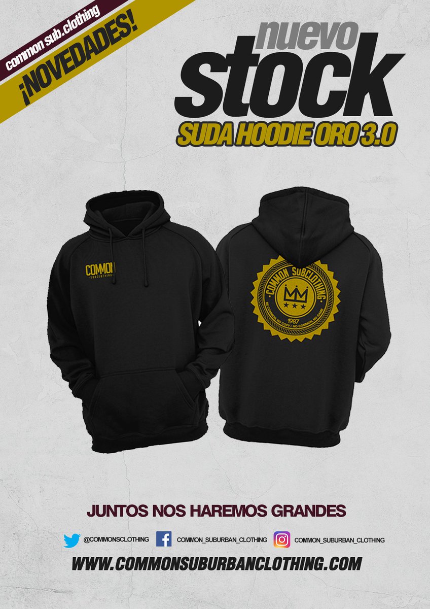 COMMONSCLOTHING's tweet image. Traemos novedades familia! Nueva Hoodie oro 3.0. Ficha la movida en commonsuburbanclothing.com