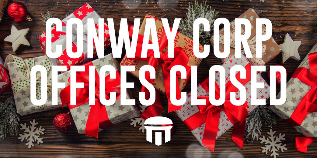 Conway Corp offices will be closed Monday, December 24 and Tuesday, December 25 for the Christmas holiday. As always, crews will be available for issues requiring immediate assistance by calling 450-6000.