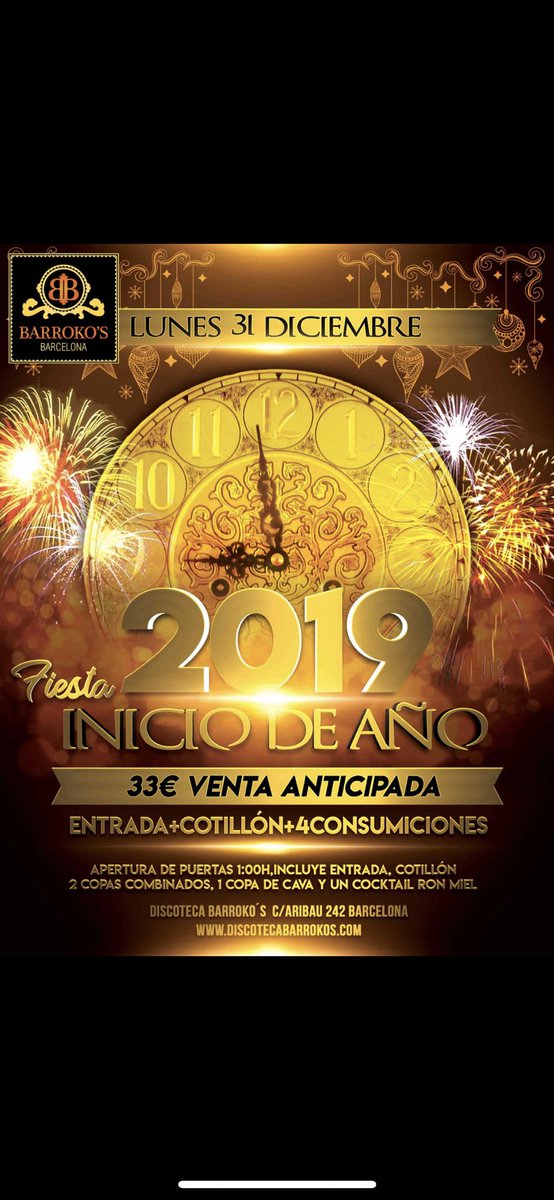 BarrokosBCN's tweet photo. ENTRADAS DE FIN DE AÑO A LA VENTA EN PRECIO DE VENTA ANTICIPADA, PUEDES COMPRAR TUS ENTRADAS YA EN LA DISCOTECA O A TRAVÉS DE LA WEB, MÁS INFO EN https://t.co/iAbervLK4t https://t.co/BKfARSbRF6