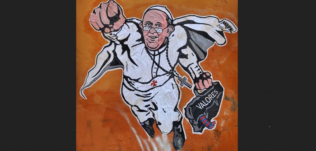 TheWay_Mag's tweet photo. La street art in un palazzo di Trastevere: così riflette le migrazioni #maupal #streetart #palazzo #trastevere #roma #pope #superpope #streetpope https://t.co/kvhSlO212M https://t.co/r73TXOatxM