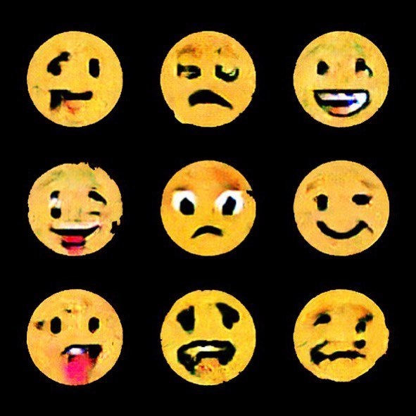 Generating new Emoji with Deep Learning: bit.ly/2Luq6sj 
—
For the upcoming exhibition “UNCANNY VALUES" @MAKWien in the context of Vienna Biennale 2019.
—
#ai #emoji #deeplearning #aimoji #gan #dcgan #deepmoji #generative #design #vienna #viennabiennale