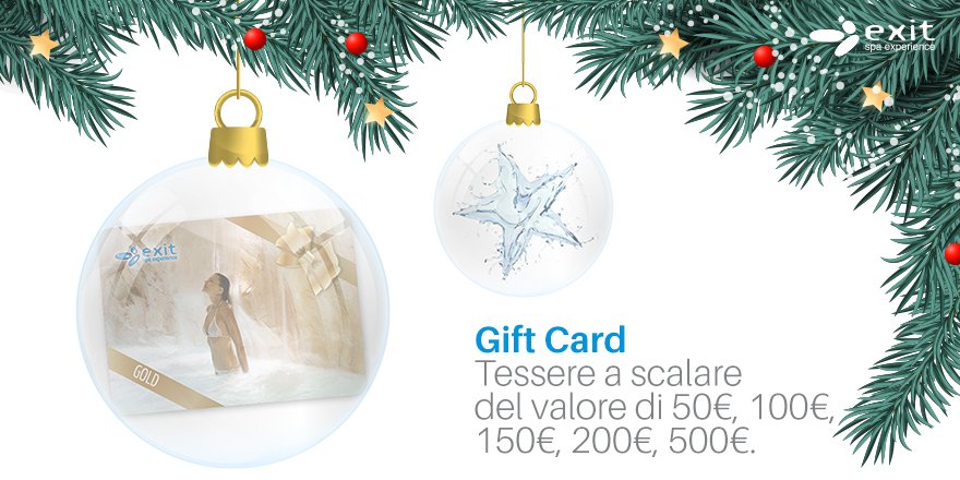 ExitSpa's tweet image. A #Natale fai un regalo su misura con le nostre Gift Card. Dona a chi ami la libertà di scegliere tra esclusivi #trattamenti, #massaggi e percorsi #benessere. Scegli il regalo perfetto, scegli Exit Spa. Per saperne di più bit.ly/2rRfFG4