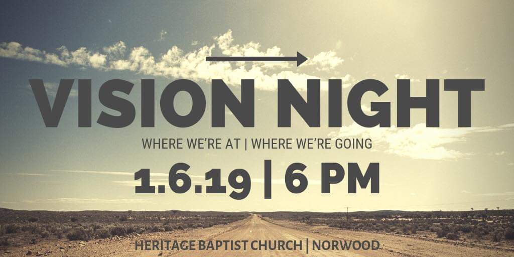 HBCNorwoodMA's tweet photo. Christmas is here - 2019 is right around the corner!
Mark your calendars and plan to join us on Jan. 6 at 6PM for Vision Night. Pastor Tom will be share his heart, his plans and his vision for the new year.
This will be an exciting service that you won’t want to miss! https://t.co/35G5qQHrMQ
