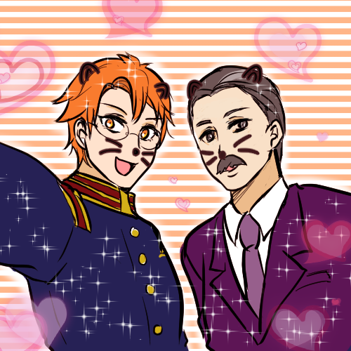カケルお誕生日おめでとう!!!パパとカケルの自撮りイラストです(そしてゴリゴリに加工されたパパ) #十王院カケル生誕祭2018 