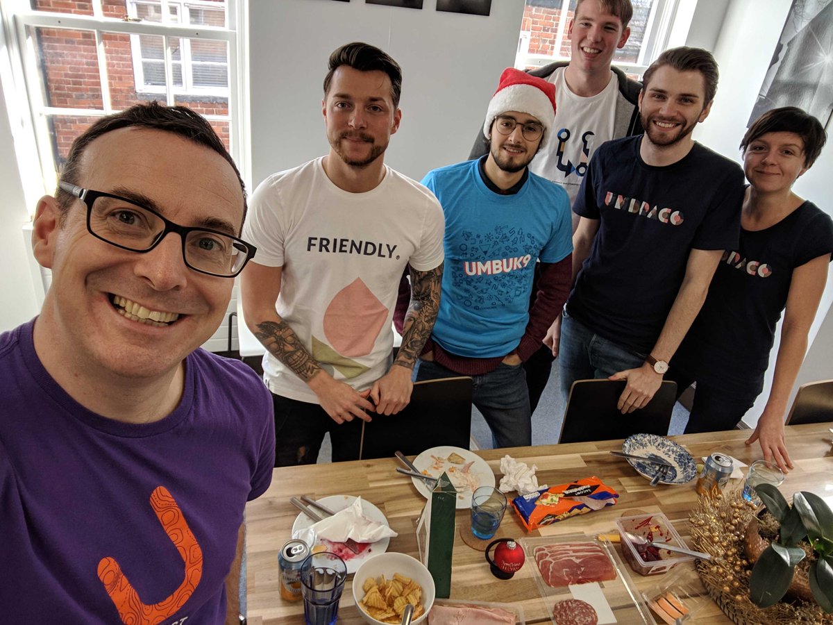 carbon6digital's tweet image. It's a very #FestiveFriday in the office today! But, we've ditched the Christmas jumpers for #UmbracoTees 🎅