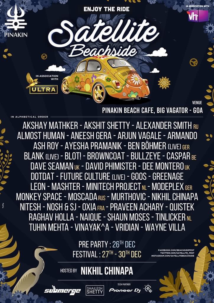 CMEindia's tweet photo. Here You Go!! Start the engines!! 🚀🚀

@Satellite_Fest Full Lineup in all it’s glory! Which act are you looking forward to?

Did we tell you the party is happening ON THE BEACH? Yes, that’s right! You can dance on sand! 😍

#SatelliteBeachside2018 #HappyHippie https://t.co/3occ1mLdms