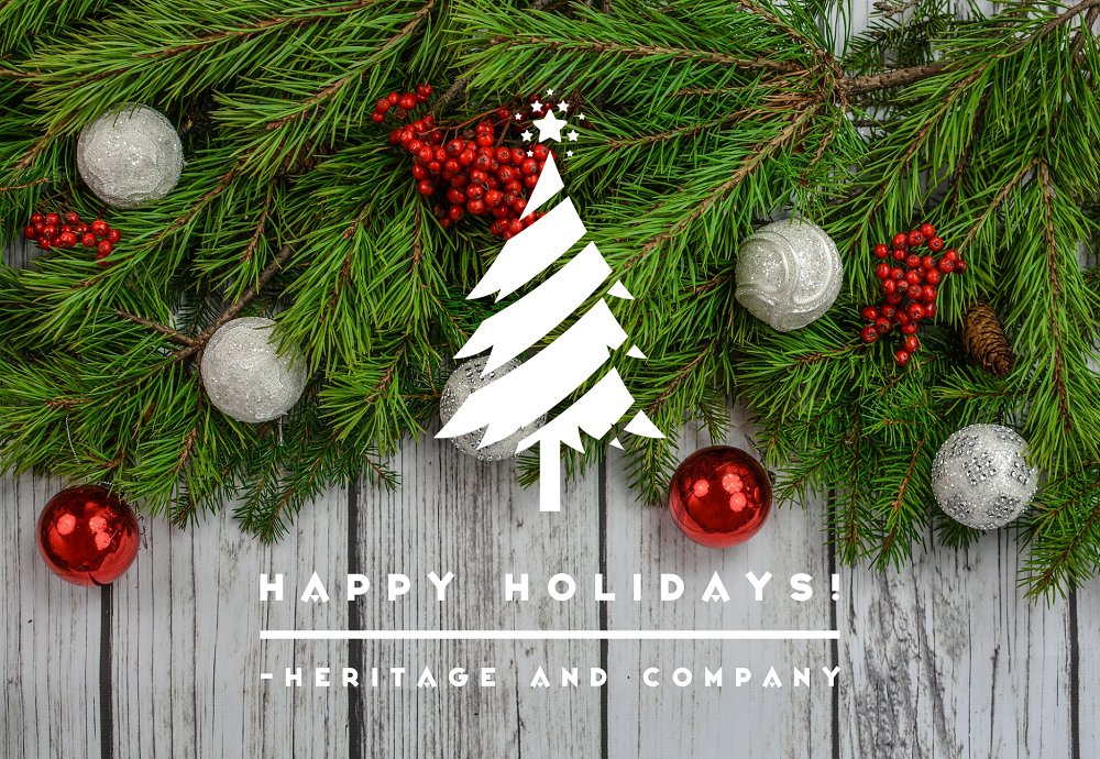 HeritageandComp's tweet photo. Wishing everyone a safe and wonderful holiday! See you in 2019!
#happyholidays #merrychristmas #TeamHeritage
https://t.co/MYb5G8aBVG https://t.co/zTGlGchJtD