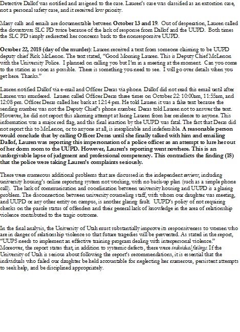 This is our response to the independent review report.