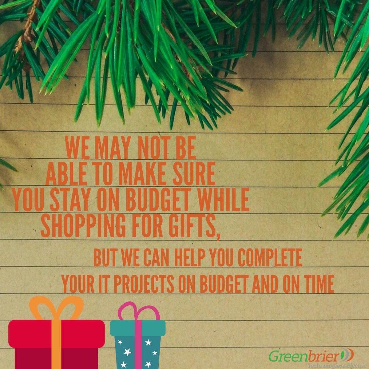 GreenbrierTech's tweet image. On the 9th day of Christmas GBT gave to me… a finished IT PROJECT!! 
#WeKnowITSolutions #BudgetedandOnTime
grcs.com/it-solutions/