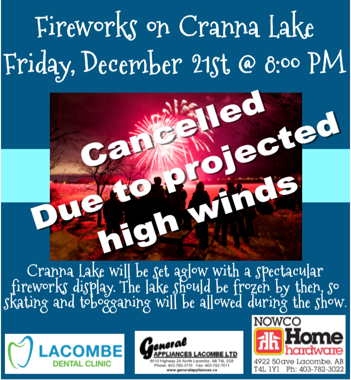 Due to projected high winds this evening the scheduled Fireworks are cancelled! #LightUptheNight #CEG3