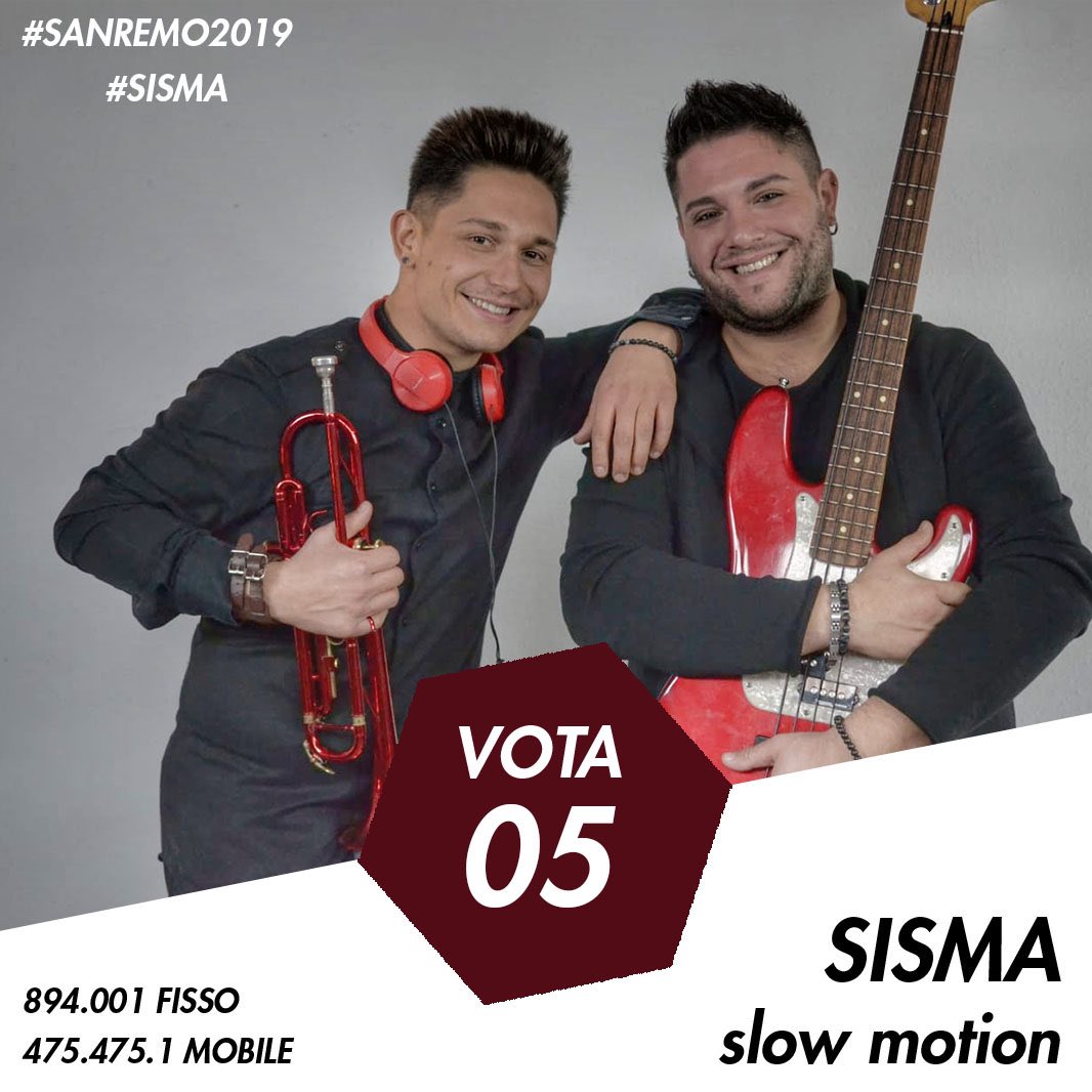 sisma_official's tweet photo. Votateci!! #slowmotion codice 05 #sisma #sanremogiovani #vota  
🎼🎵🎉 https://t.co/bHFnVKTOv2