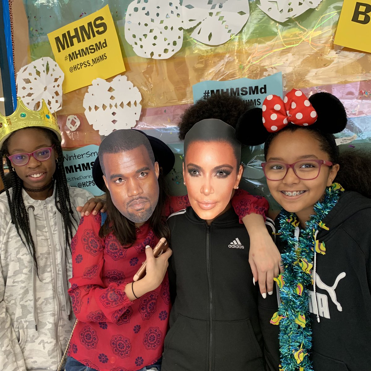 GwynethJones's tweet photo. Super @hcpss_mhms #WinterSmash #PhotoBooth Fun! With @KimKardashian & Yeezy! ALA @ kanyewest @lbehrens8511 https://t.co/NOsq3ZTaT1