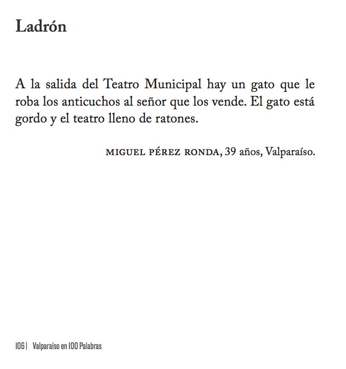 #cuentodeldía: "Ladrón", publicado en el libro con los mejores 100 cuentos de la versión IV de #valparaísoen100palabras