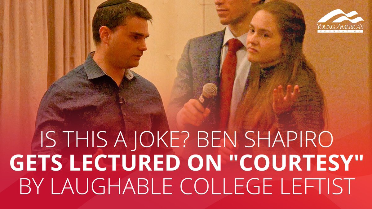 yaf's tweet photo. THE LATEST FROM LIBERAL LAND: @BenShapiro making fun of someone who grabbed him by the neck and threatened violence is now hate speech?? 🤔🤔🤔

Nope, don't think so.

WATCH ▶️ https://t.co/kPTlUxDSsA https://t.co/Ho1kXC6Dlw