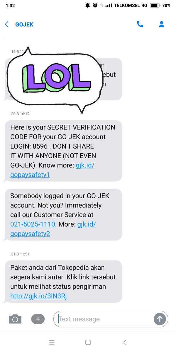 Reysa Azzahra 리 에차 (@echalee) on Twitter photo Untuk nambahin aja.. Ini smsnya! Saya udah bener2 ga percaya sama org yang nelpon ini. Tapi kok dia tau saya dapet sms dari <a href="/gojekindonesia/">Gojek Indonesia</a> ya?? Berarti dia bs akses sistem komunikasi <a href="/gojekindonesia/">Gojek Indonesia</a> ke customer dong?? Untuk nambahin aja.. Ini smsnya! Saya udah bener2 ga percaya sama org yang nelpon ini. Tapi kok dia tau saya dapet sms dari <a href="/gojekindonesia/">Gojek Indonesia</a> ya?? Berarti dia bs akses sistem komunikasi <a href="/gojekindonesia/">Gojek Indonesia</a> ke customer dong??