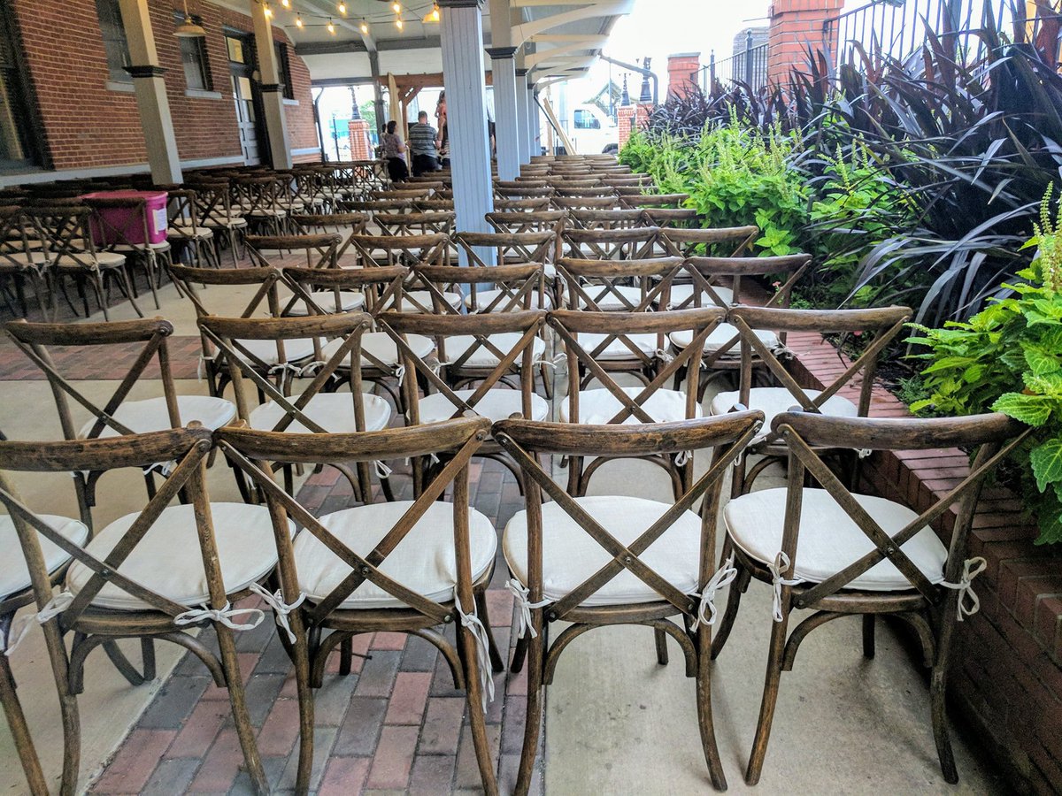 PPPalaceRentals's tweet photo. X Back Chairs for Wedding Ceremony 9.1.2018 @ Kankakee station!! #TEAM #PalaceEvent #ChairRentals #XBackChairs #WoodenChairs #OutdoorEvent #SeptemberEvent #SeptemberWedding #Kankakee #AmtrakEvent #Events #Weddings #2018Event #2018Weddings https://t.co/cQFGfT4pNC