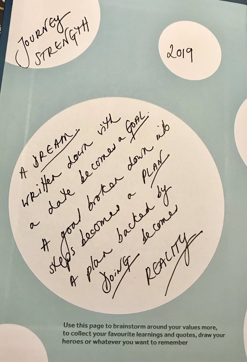 jehane_ltd's tweet photo. My 2019 dream plan do starts here. Today. 21st December 2018. What a brilliant quote Patricia!#journeystrength @DreamPlanDo_com @TheDesignTrust https://t.co/tTLenIygUF