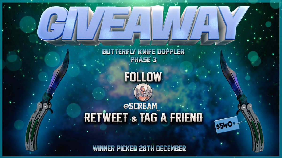 Sponsored giveway by CSGONET. 

To join: 
- Follow me 
- Retweet this
- Tag a friend

GLGL and Merry Christmas 🎁❄️