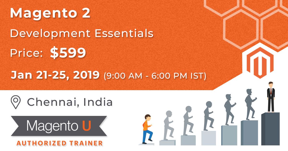 New Magento developer?
Learn key concepts of Magento customization techniques
Magento 2 Development Essentials Instructor-Led
Chennai, India, January 21-15 buff.ly/2rFPySJ