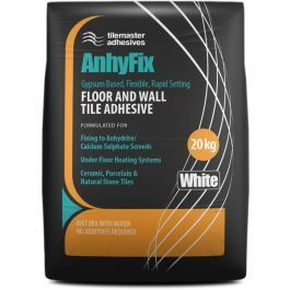 Tiledealer's tweet image. #TILEMASTER #AnhyFix is a gypsum based, polymer modified, flexible, rapid setting floor and wall tile adhesive.  #AnhyFix has been developed for fixing a wide variety of tiles to anhydrite/calcium sulphate screeds and gypsum based substrates such as gypsum plaster.