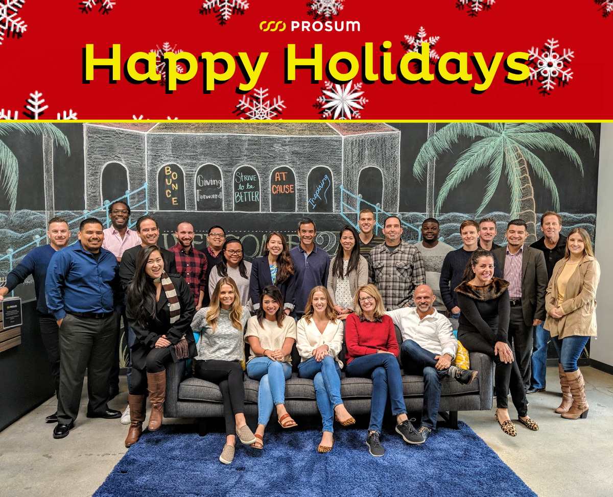 Prosum's tweet photo. Our holidays consisted of a swanky company party, ugly sweaters, festive socks and beanies, and more ugly sweaters. How were yours? Happy Holidays from Team Prosum! #TeamProsum #uglysweaters #HappyHolidays https://t.co/ButdQxz9EX