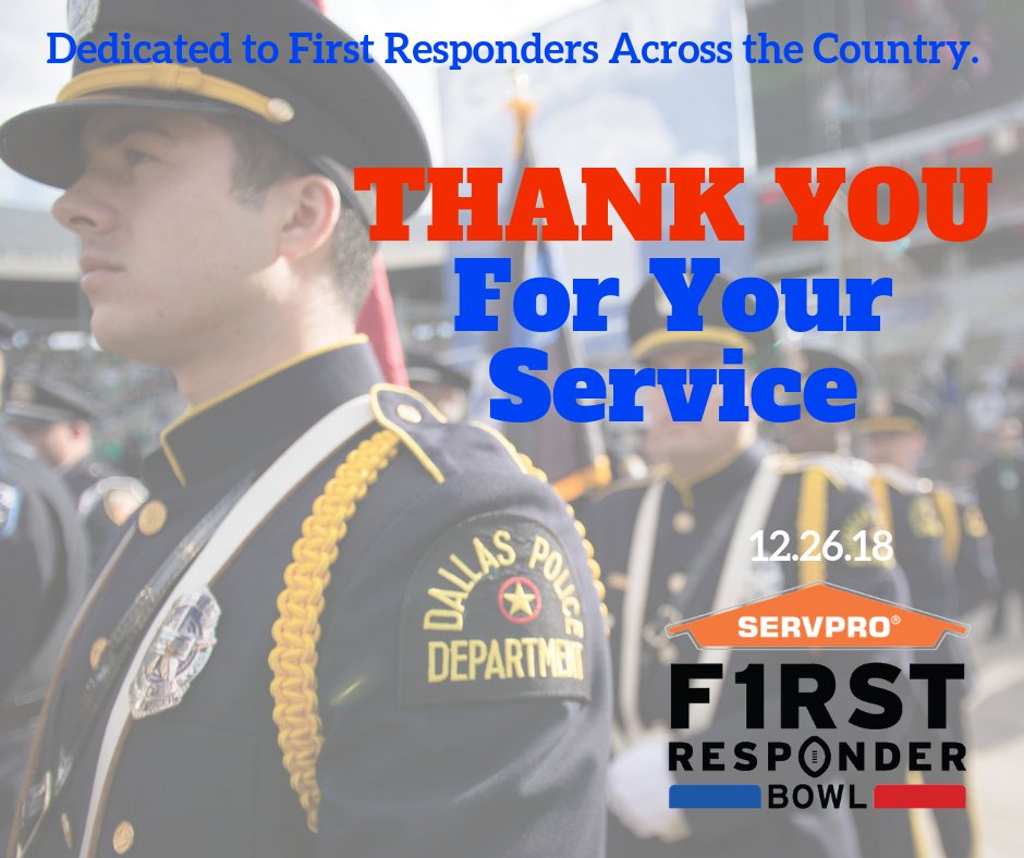 SERVPROlapeer's tweet photo. Join us today before the SERVPRO First Responder Bowl for a special thank you and recognition of our First Responders! #NCAAF #SERVPRO #FirstResponders #Football https://t.co/8W8SUZqf4d