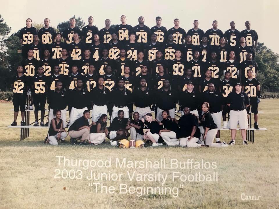 thatboybevel's tweet image. Heading to watch my alma mater win the state championship. This has been a long time coming for this program. The bar was set high by the ‘05 team. In 2012 we reached for it and set the bar even higher. And now this team has set the bar to the highest.@MarshallBuffs #DoItForDR3W